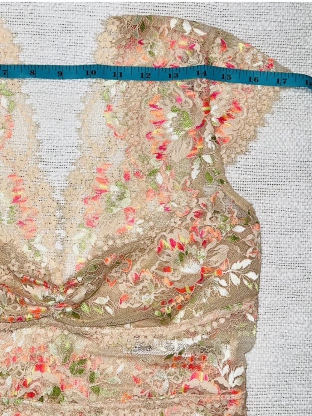 Free People Intimately Garden Party Sheer Lace Tee Cap Sleeve Peach Small - Picture 9 of 16